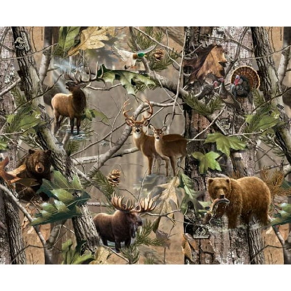 Camo Hunting Deer Bear Elk Turkey Birthday Edible Image Cake Topper For Half Sheet Cake By TNCT