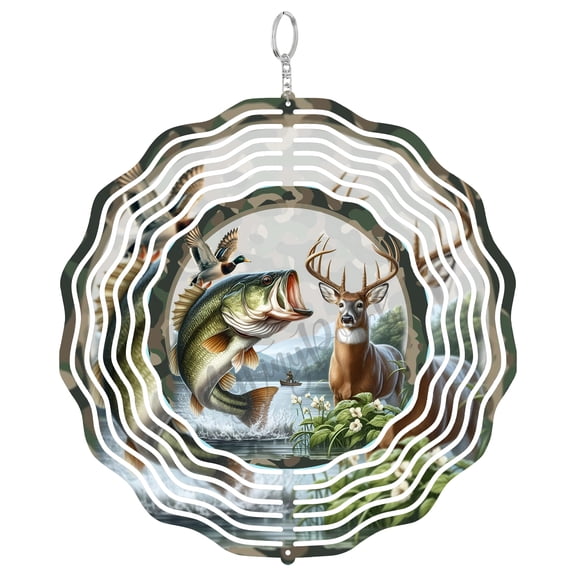 Camo Hunting Deer Duck 3D Wind Spinner, Sublimation Design, Sportsman Cabin Decor