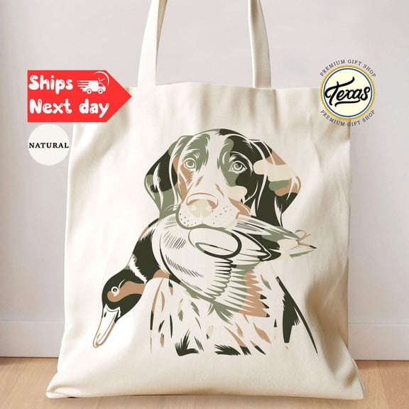 Camo Hunting Dog Tote Bag Waterfowl Hunter Gift