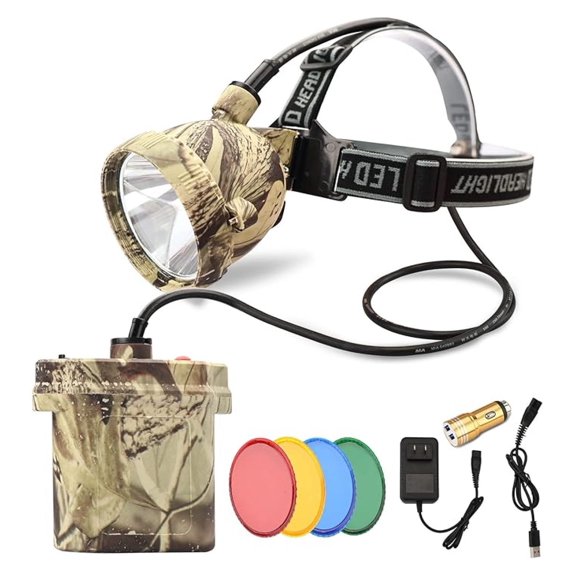 Camo Hunting Headlamp for Coyotes & Predators - Rechargeable LED, Waterproof, Long Range, 6 Modes - Coon, Night, Work Light