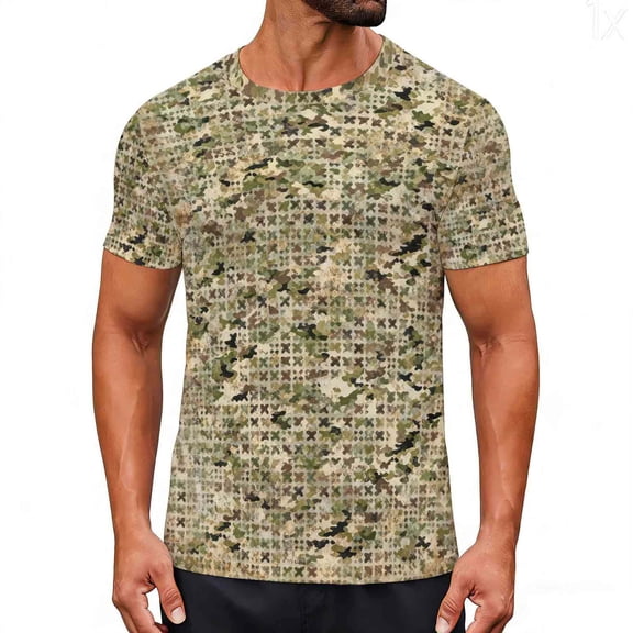 Camo Hunting Short Sleeve Shirt for Men - Lightweight Performance Stretchable Tee with 4-Way Stretch