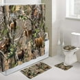 thumbnail image 1 of Camo Hunting Shower Curtain and Bath Mat Set 69x70 Inch, Wildlife Animal Hunting Deer Bear Elk Turkey Real Tree, Bathroom Mat Set with Contour Toilet Mat, Mat and Toilet Lid Cover, 1 of 5