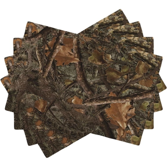 Camo Hunting Table Placemats, Mossy and Oak Camouflage Patterns Table Mats for Dining Kitchen Party Holiday Decor,12x18 Inch,4 PCS