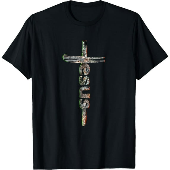 Camo Jesus Cross T-ShirtMen and women, Black T-shirt, size: Extra large