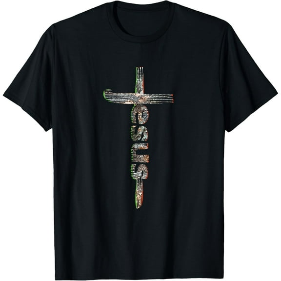 Camo Jesus Cross T-ShirtMen and women, Black T-shirt, size: Extra large