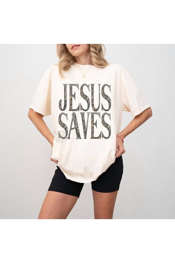 Camo Jesus Saves Shirt Christian Unisex Tee