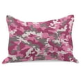 thumbnail image 1 of Camo Knitted Quilt Pillowcover, Pattern in Pink Tones Feminine Design Girlish Vibrant, Standard King Size Pillow Cover for Bedroom, 36" x 20", Magenta Hot Pink Grey, by Ambesonne, 1 of 1