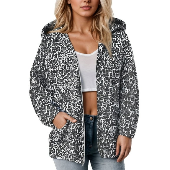 Camo Leopard Print Hoodies Jacket for Women Oversized Cheetah Hooded Sweatshirt Y2k Boyfriend Outwears Coats