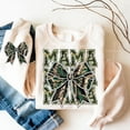 thumbnail image 1 of Camo Mama Bow Sweatshirt, Coquette Camouflage Hoodie, Cute Bow Sleeve Pullover for Moms, 1 of 5