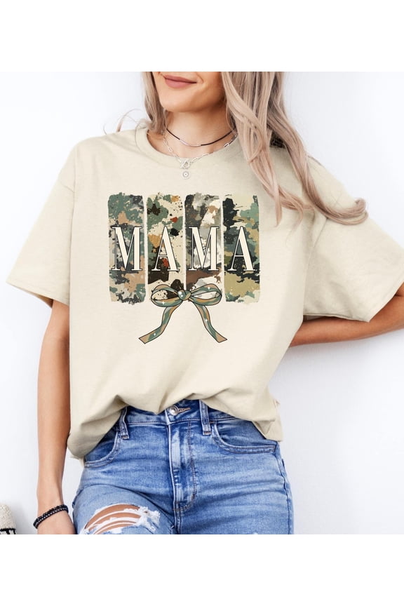 Camo Mama T-Shirt, Rustic Bow, Military Style Mom Tee SWEATSHIRT All Size S-5XL