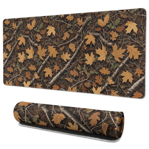 Camo and Maple Brown Pattern Extended Large Mouse Pad, Large Mouse Mat ...