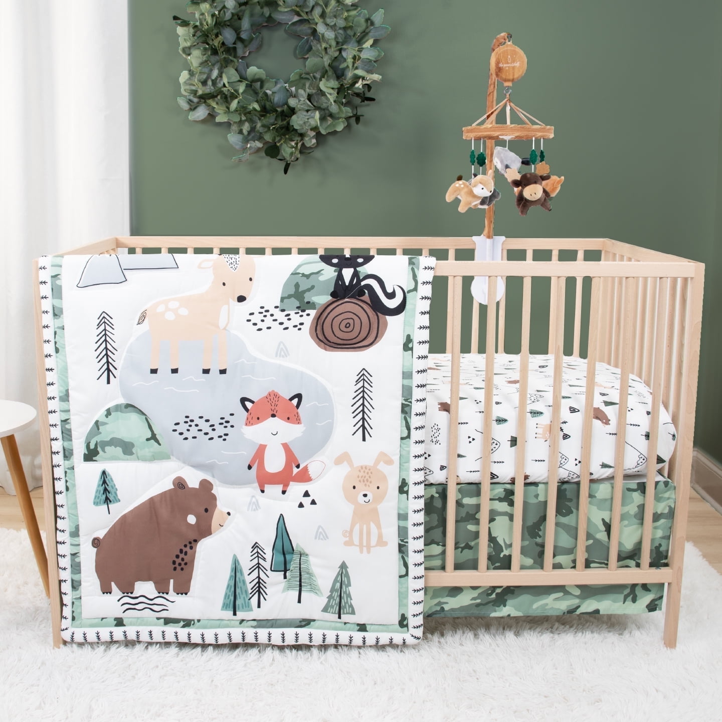 The Peanutshell Wildest Dreams Baby Crib Bedding Set and Stuffie Plush Toy, 4-Piece Set