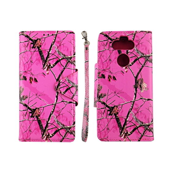 Camo Moz Wallet Case for LG Phoenix 5 / Aristo 5 / Fortune Cover Flap Magnetic Closure Snap-on Book Style Cases Card Holders Folio Standing Wrist Strap Fashion Flip Pu Leather
