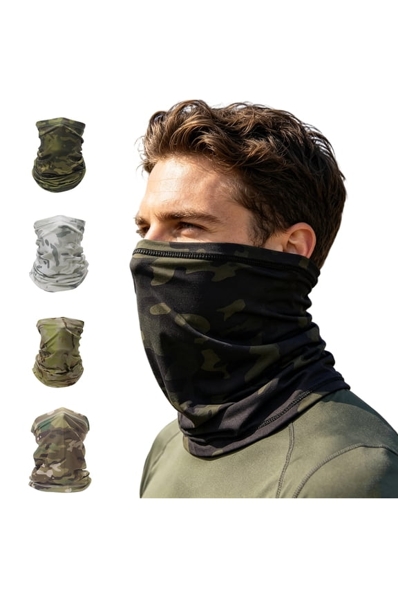 Camo Neck Gaiter with UV Protection and Windproof Design Featuring Multi-functional Wear for Fishing Hunting Cycling Hiking or Outdoor Adventures Green one size