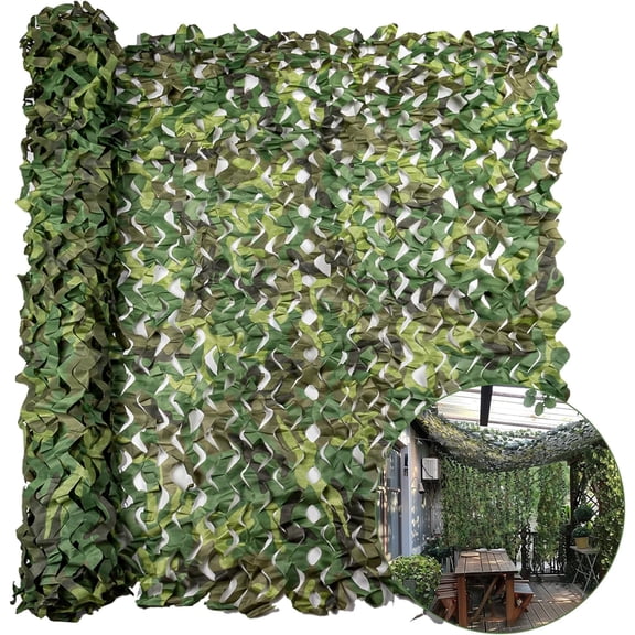 StarQualityBargain Camo Netting 10 x 5 ft, 210D Oxford Woodland Camouflage Mesh Roll for Hunting Blinds, Sun Shade and Jungle Party Backdrops
