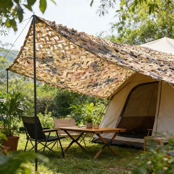 Camo Netting 9.8'x16.4' Bulk Roll Camouflage Net - Burlap Style Sunshade Net for Hunting Blind, Jungle Military Theme Party, Camping, Shooting, and Outdoor Photography Backdrop