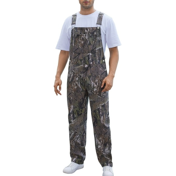 Camo Overalls for Men Work Utility Coveralls Bibs Romper Jumpsuit with Zipper Fly