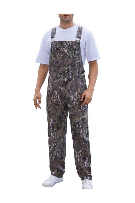 Camo Overalls for Men Work Utility Coveralls Bibs Romper Jumpsuit with Zipper Fly