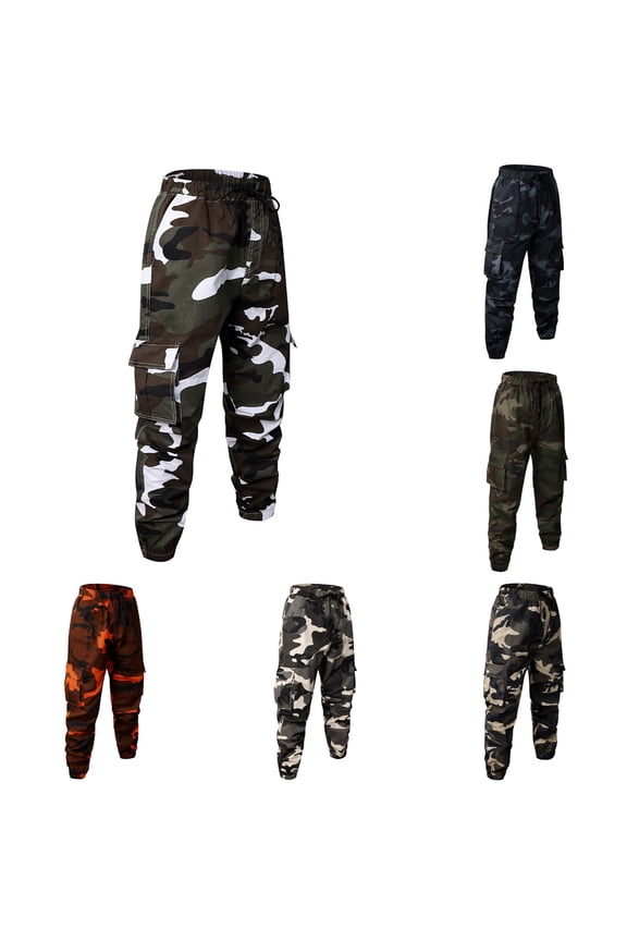 Camo Pants Men Joggers Slim Fit Combat Military Camouflage Cargo Pants with Multi Pockets Elastic Waist Drawstring BDU Pants Men Army Green XXL