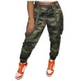 thumbnail image 1 of Camo Pants Women Cargo High Waisted Trendy Belt Design Long Pants Stretchy Slim Fit Skinny Joggers Fall Winter Trousers Camouflage L, 1 of 9
