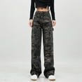 thumbnail image 1 of Camo Pants Women High Street Hop Straight Wide Leg Trousers Comfortable Fall Outdoor Loose Womens Casual Pants Camouflage L, 1 of 8