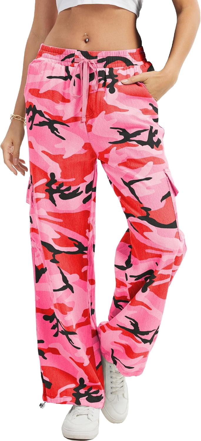 Casual high stretch camo tassel tight pants