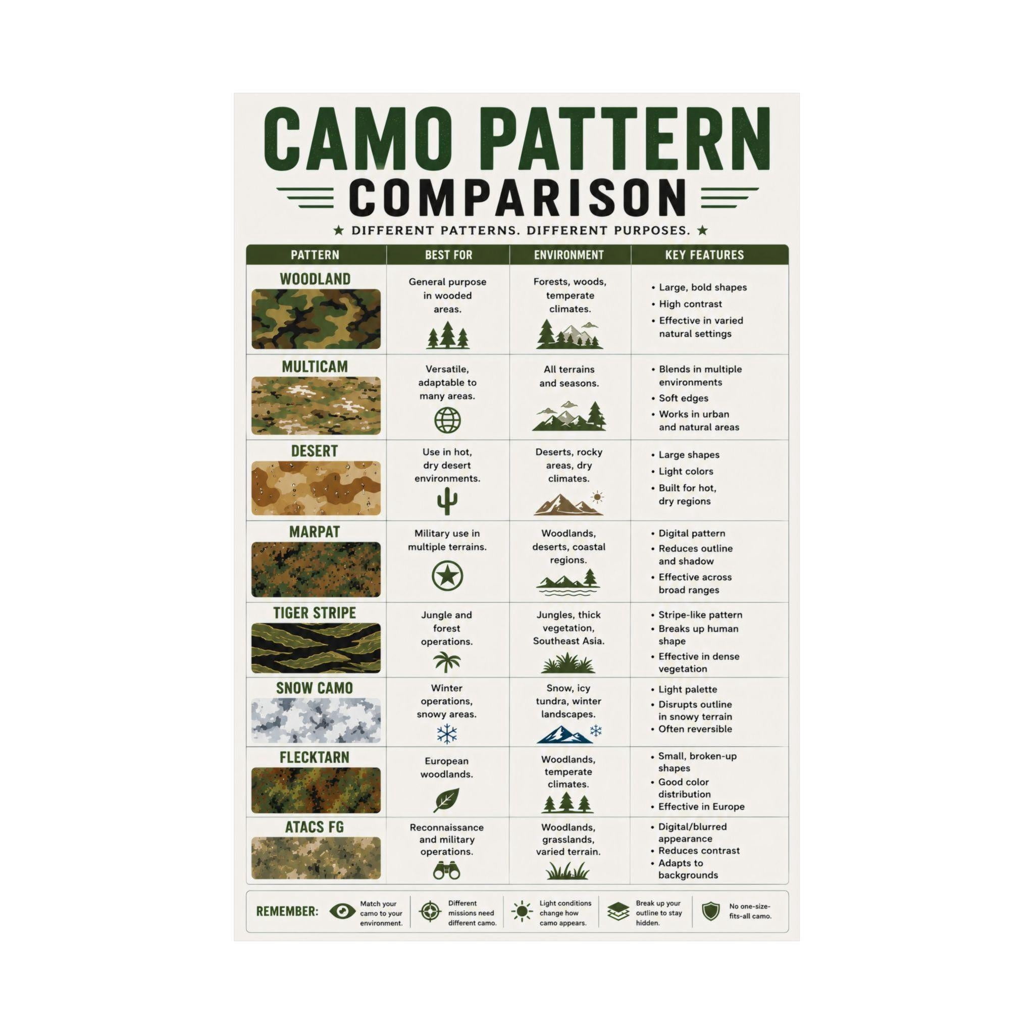 Camo Pattern Comparison Military Magnets Poster - Walmart.com