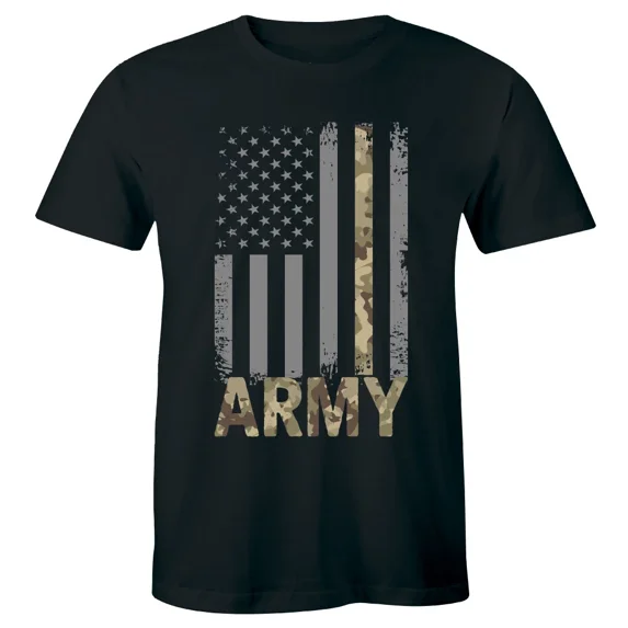 Camo Pattern Military Style Graphic Bold Strength Inspired Theme Unisex T-Shirt, up to size 5XL