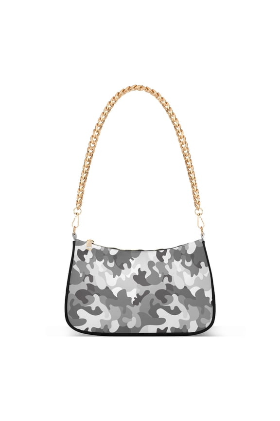 Camo Pattern Womens Chain Shoulder Bag Tote Handbag Clutch Hobo Purse with Zipper for Travel Casual