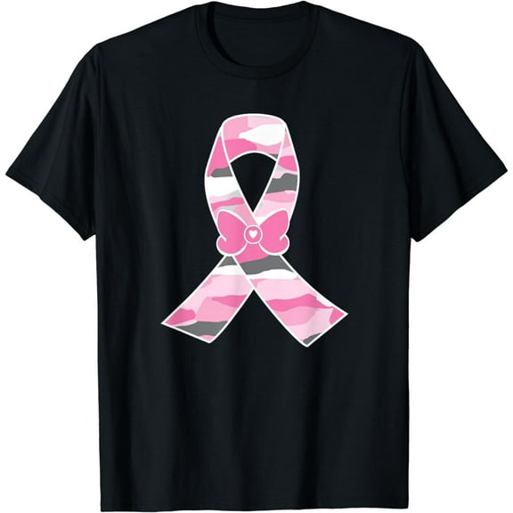 Camo Pink Ribbon Breast Cancer Awareness Tee T-Shirt