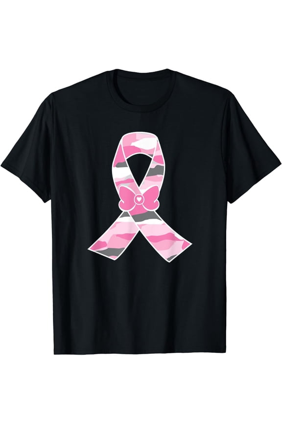 Camo Pink Ribbon Breast Cancer Awareness Tee T-Shirt