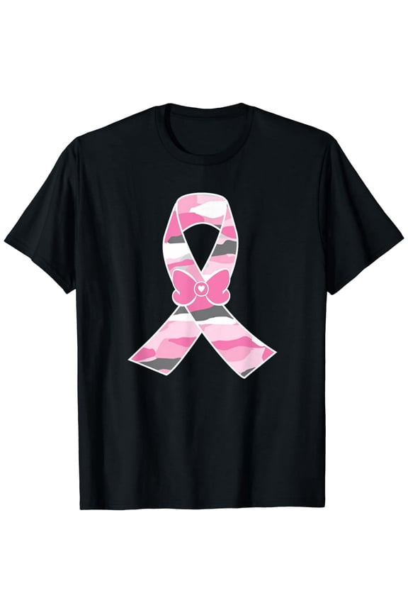 Camo Pink Ribbon Breast Cancer Awareness Tee T-Shirt