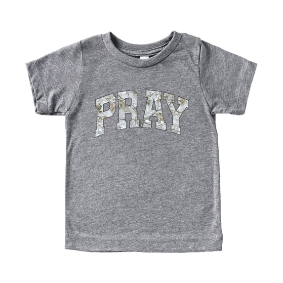 Camo Pray Unisex Shirt for Teens & Kids - Christian Faith Inspirational Matching Family Tee Granite Heather Shirt 12 Months