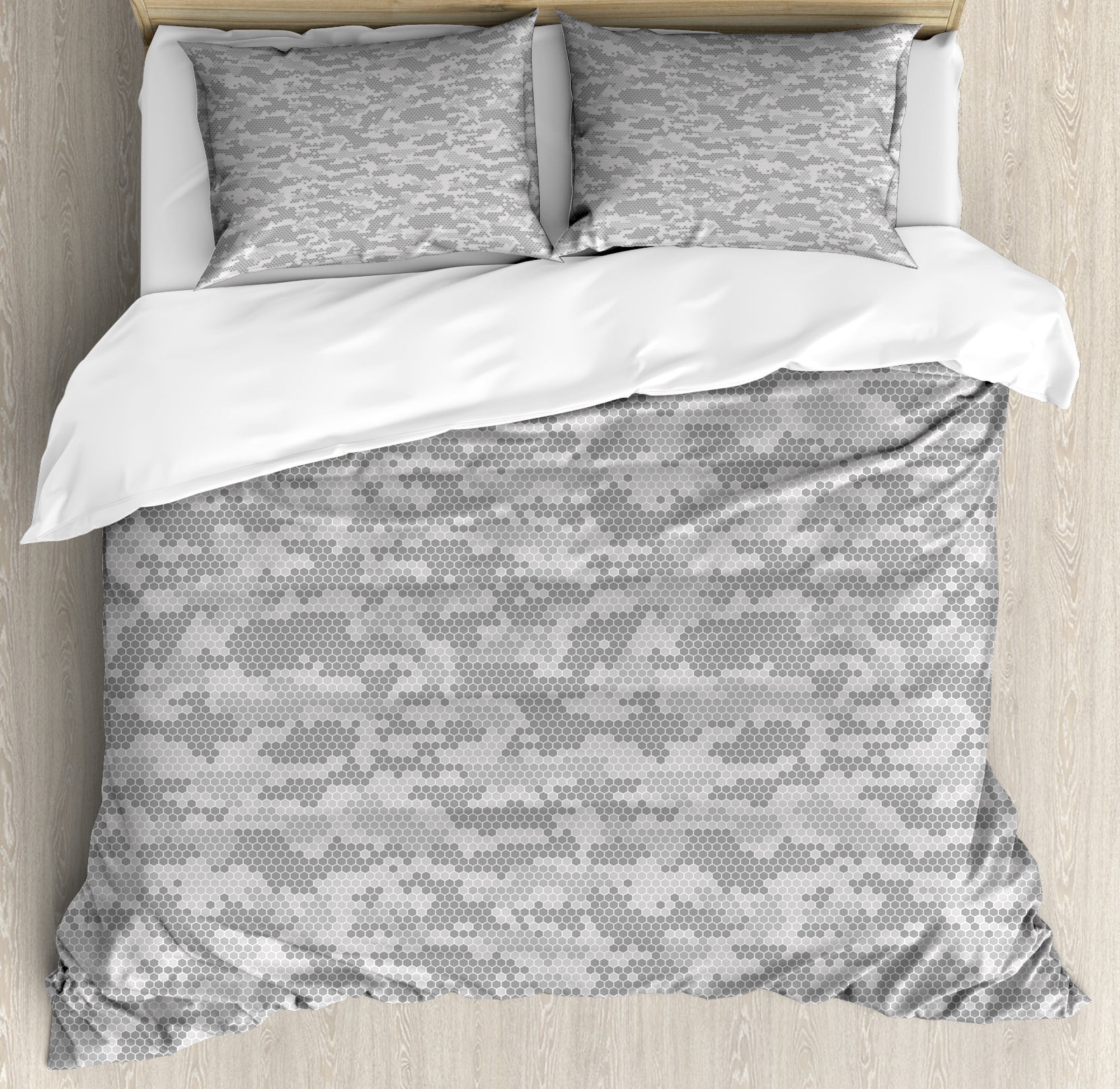 Camo Print Duvet Cover Set, Digital Art Geometric Hexagonal Honeycomb ...