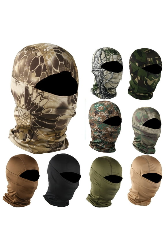 Camo Print Face Mask Bandana Balaclava Hood Headwear, Full Face Cover for Men Women Outdoor Training Cycling Ski Wind-Resistant Hunting