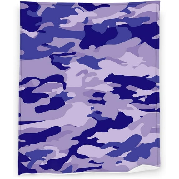 Camo Purple Blanket 60" x 80" Abstract Dreamy Hunter Army Camouflage Super Soft Bedding Fleece Throw Blanket Luxury Bed Blanket Bedroom Living Room Warm Lightweight for Kid Baby Adults
