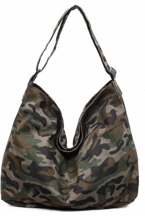 Camo Purse Crossbody Bag for Women, Canvas Crossbody Messenger Bag for Women Men, Large Crossbody Hobo Tote Bag, Grunge Vintage Japanese Messenger Bag, Fabric Cloth Purse, Satchel Cross Body Tote Bag