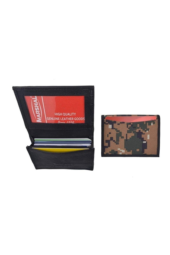 Camo RFID Blocking Premium Leather Business Card Holder Expandable Camouflage