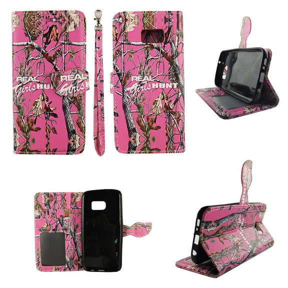 Camo Real Girls Hunt Wallet Folio Case for Samsung Galaxy S7 Fashion Flip PU Leather Cover Card Cash Slots & Stand