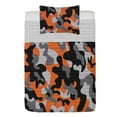 thumbnail image 1 of Camo Reversible Bedspread Set, Vibrant Camouflage Lattice Like Service Theme Modern Design Print, Pillow Shams & Comforter Microfiber Bedding Set, 3 Sizes, Orange Grey Black, by Ambesonne, 1 of 4