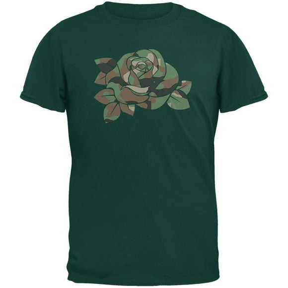 Camo Rose Military Wife Forest Green Adult T-Shirt - 2X-Large