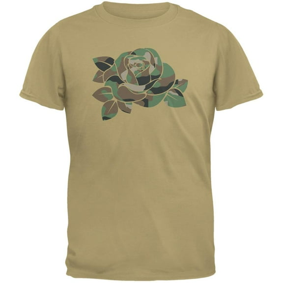 Camo Rose Military Wife Tan Adult T-Shirt - Large