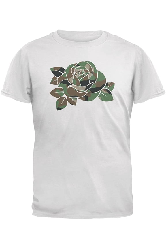 Camo Rose Military Wife White Adult T-Shirt - Medium