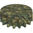 thumbnail image 1 of Camo Round Tablecloth 60 Inch Military Camouflage Tablecloth Waterproof Polyester Army Green Camouflage Decorative Table Cloth for Holiday Kitchen Dining Room Outdoor Patio Party, 1 of 5