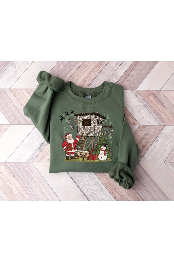 Camo Santa Duck Hunting Xmas Mallard Hunter Sibling Target Sport Gift Sweatshirt