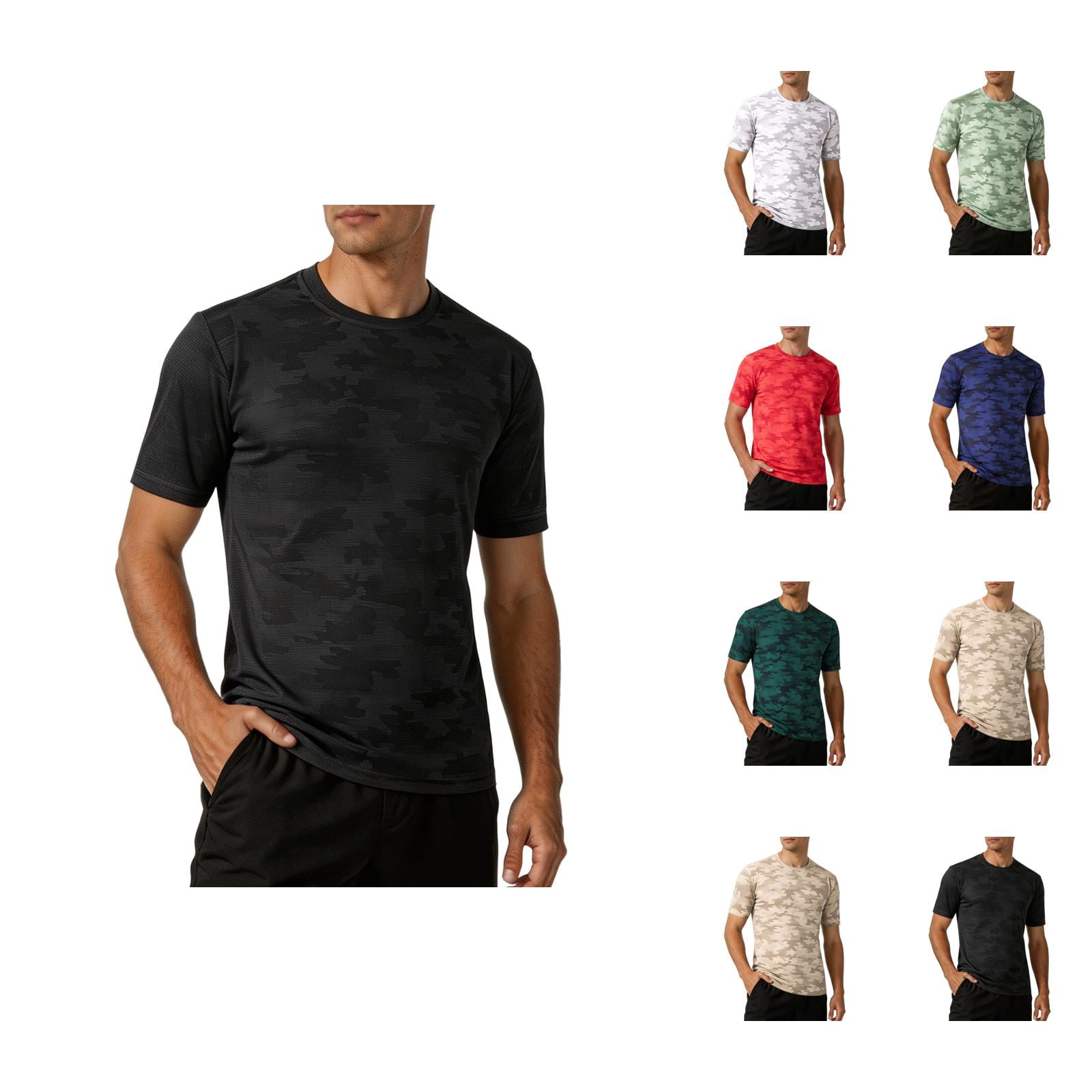 Camo Shirt for Men Summer Short Sleeve Crewneck Loose Casual Camouflage ...