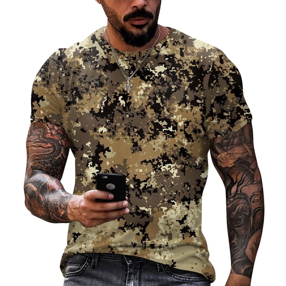 Camo Shirts Men'S Camouflage T Short Sleeve Crew Neck Summer Tee Tops Hunting Outdoor Clothes,Army Green XL