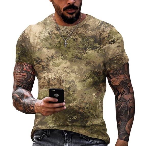 Camo Shirts Men'S Camouflage T Short Sleeve Crew Neck Summer Tee Tops Hunting Outdoor Clothes,Light Green 5XL