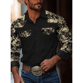 thumbnail image 1 of Camo Shirts for Men,Mens Western Cowboy Shirt Long Sleeve Cotton Button Down Work Shirts with Pockets Black XL, 1 of 5