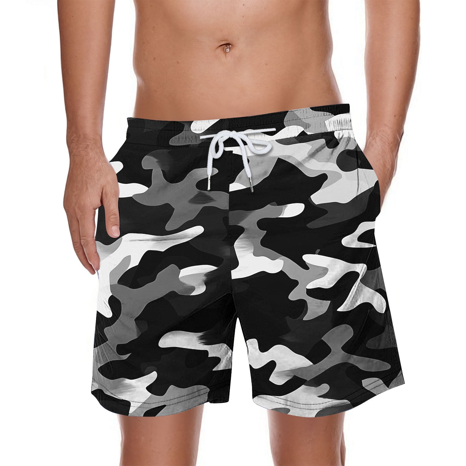 パンツ BALR. JP CLASSIC AOP CAMO SWIMSHORTS Camo Shorts for Men Cotton High Waisted Pants Lace-Up Elastic